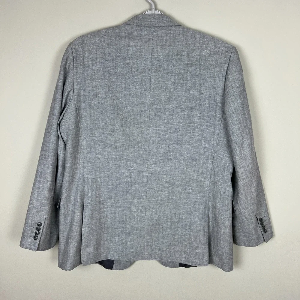 Stafford Sport Coat Mens 48 Regular Gray Linen Cotton Classic‎ Fit Herringbone